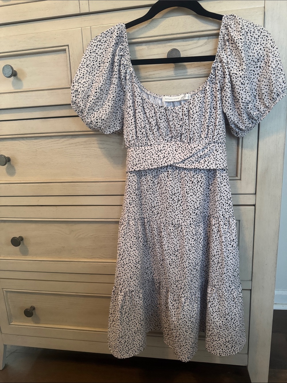Altar'd State White with Black Dot Mini Dress
